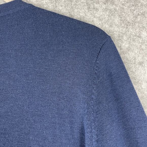 J Jill Wool Blend Longline Cardigan Sweater Womens PM Blue Curved Hem Pocket - Picture 13 of 13